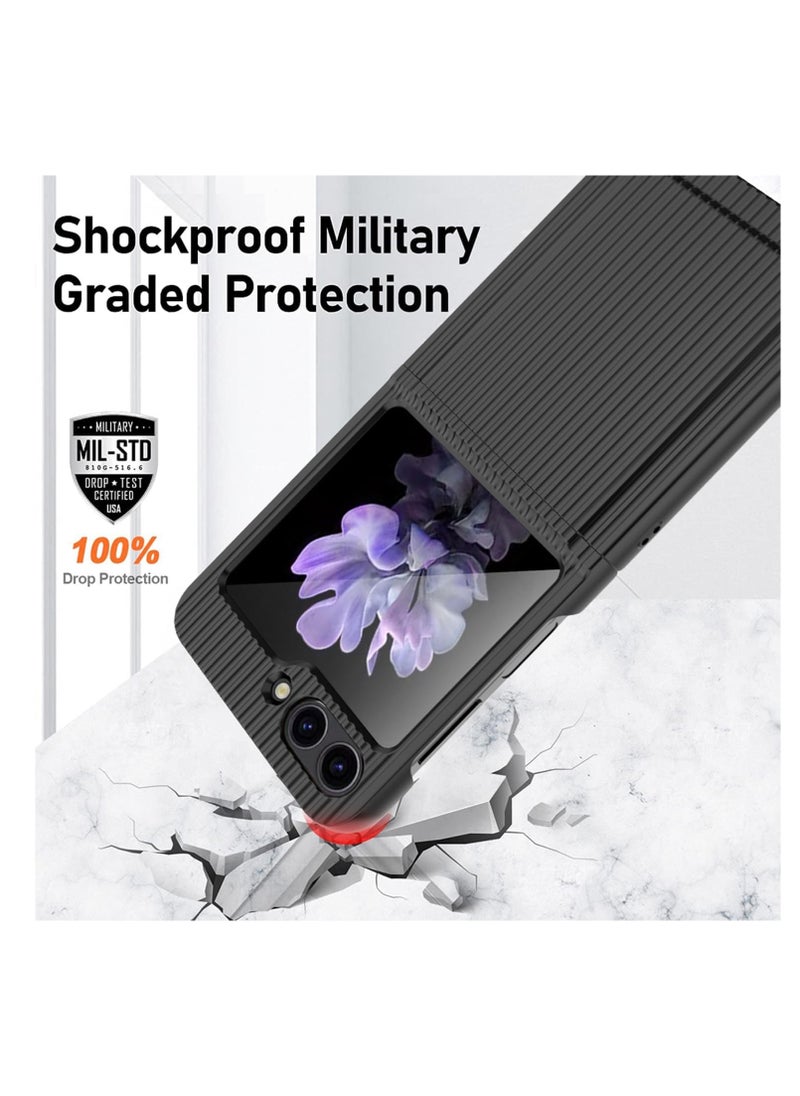 Aookay Case for Samsung Galaxy Z Flip 6, Built-in Front Screen Protector, Shock Resistant and Fall Proof, Hidden Hinge Ultra-Slim Fashion Suitcase-Shaped Protection Cover for Flip 6 (Black)  - Image 5