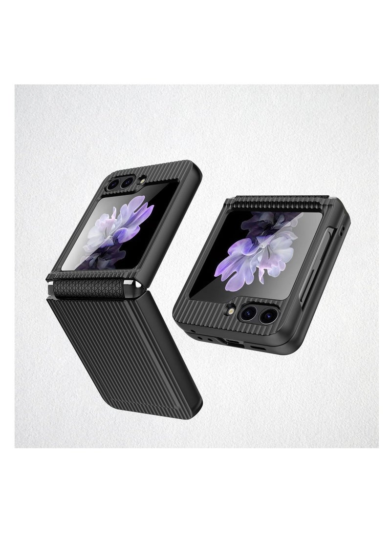 Aookay Case for Samsung Galaxy Z Flip 6, Built-in Front Screen Protector, Shock Resistant and Fall Proof, Hidden Hinge Ultra-Slim Fashion Suitcase-Shaped Protection Cover for Flip 6 (Black)  - Image 1