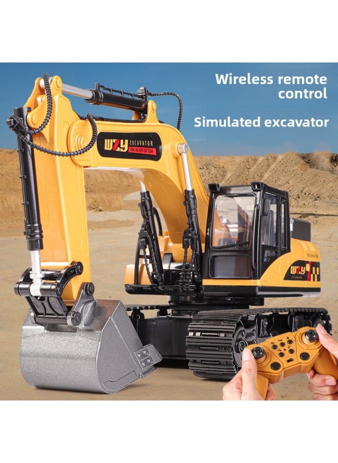 Generic Large Children's Electric Remote Control Excavator Engineering Vehicle Alloy Bucket Excavator Boy Toy Dump Truck Cross Border-Color:Yellow-12 Channels [color Box] Alloy Bucket-Scale:[standard Configuration] A Set Of Rechargeable Batteries  - Image 2