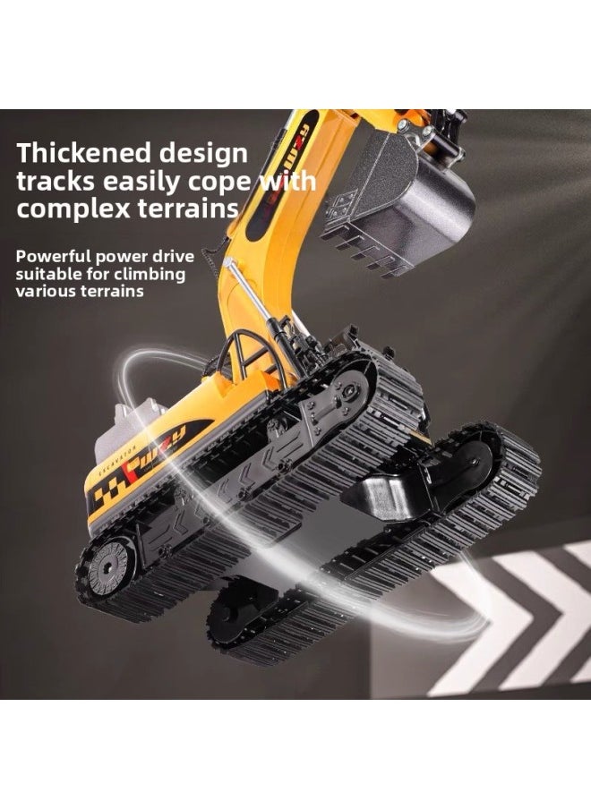 Generic Large Children's Electric Remote Control Excavator Engineering Vehicle Alloy Bucket Excavator Boy Toy Dump Truck Cross Border-Color:Yellow-12 Channels [color Box] Alloy Bucket-Scale:[standard Configuration] A Set Of Rechargeable Batteries  - Image 4