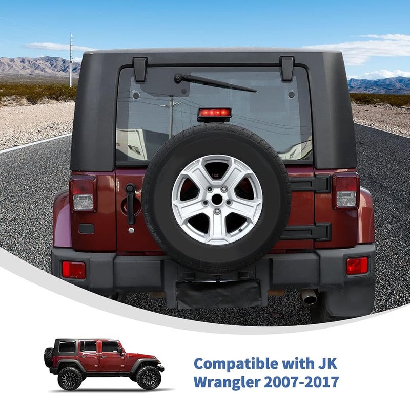 Linskip Rear Brake Light Cover Compatible with 2007-2017 Jeep Wrangler JK JKU, Rear High Centre Third Brake Guard Decoration for Jeep JK Accessories(Dark Smoke) - Image 3