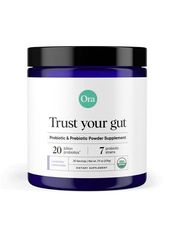 Ora Organic - Prebiotic And Probiotic Powder Supplement 20 Billion Probiotics 7 Strains For Best Prebiotic Powder Nongmo Probiotics For Women Men & Kids Lavender Lemonade Flavor 30 Servings - Image 1