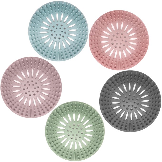 BATHROOM SINK DRAIN STRAINERS HAIR CATCHER SHOWER DRAIN COVERS PROTECTOR FLEXIBLE TPR MATERIAL MULTIPLE COLORS FOR BATHROOM TUB SHOWER AND SINK HAIR TRAP GARBAGE DISPOSAL PARTS 5 PACK
