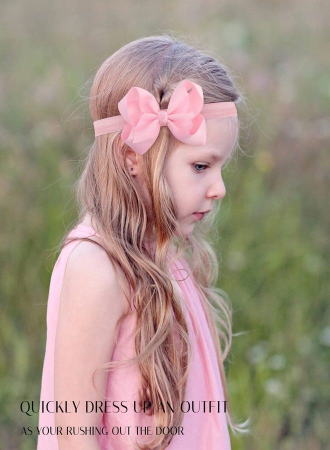 jollybows Hairband - 3 PCS 4" Baby Girls Headbands Boutique Grosgrain Ribbon Hair Bows for Baby Girls Infants Toddler Kids Teens and Children - Pink, Red, Burgundy - Image 3