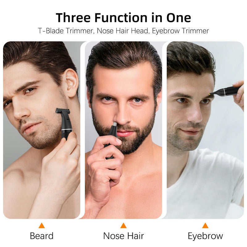 RUIM 3-in-1 Men's Body Groomer - Waterproof Electric Shaver for Groin, Chest, Back & Body Hair, with Nose & Eyebrow Trimmer Attachments for Painless Wet/Dry Use - Image 4