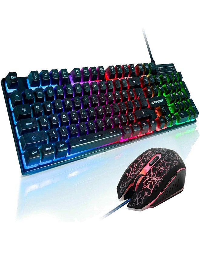 FLAGPOWER RGB Gaming Keyboard and Breathing Mouse Combo, Adjustable Breathing Backlit Mechanical Feeling Keyboard with 4 Colors 4800DPI Backlight Mouse for PC Laptop Computer Game and Work - Image 1