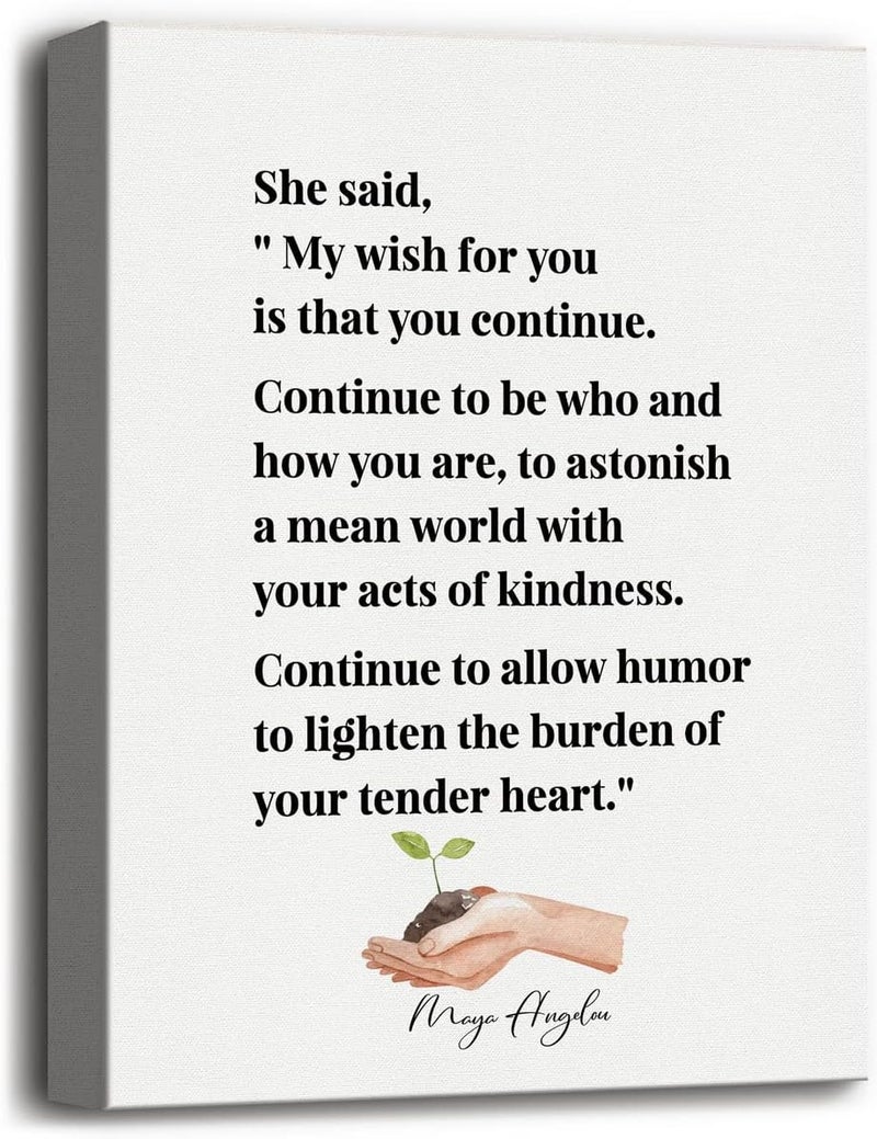 WKYAER Maya Angelou Inspirational Quote Canvas Wall Art - Image 1