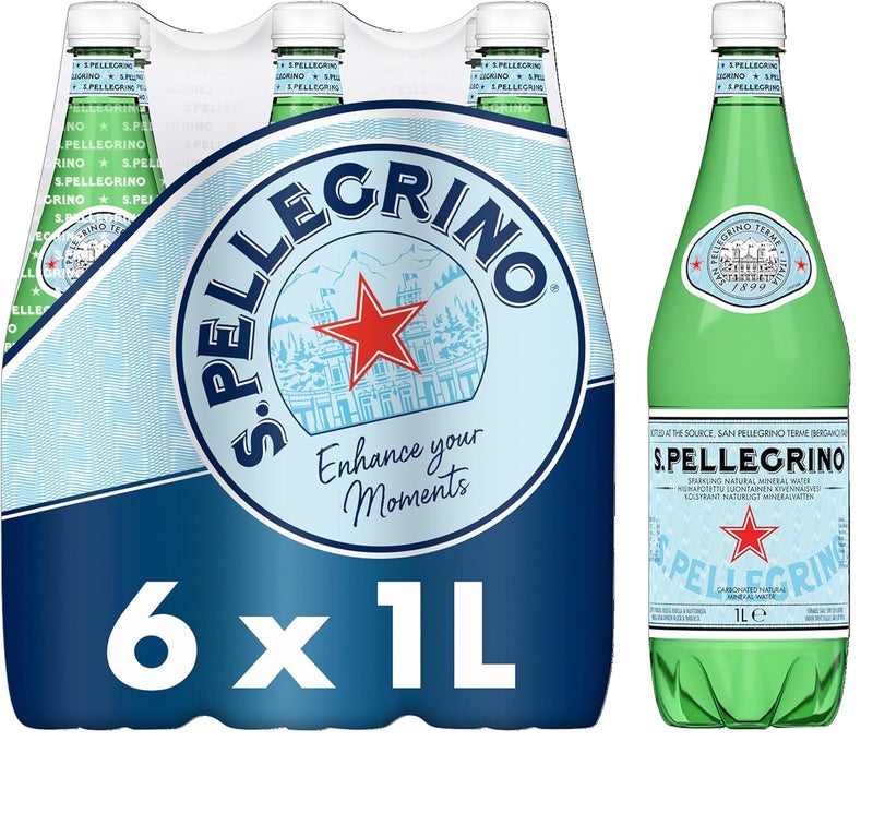 Sanpellegrino S.Pellegrino Sparkling Natural Mineral Water, 1L (Pack of 6) - Image 1