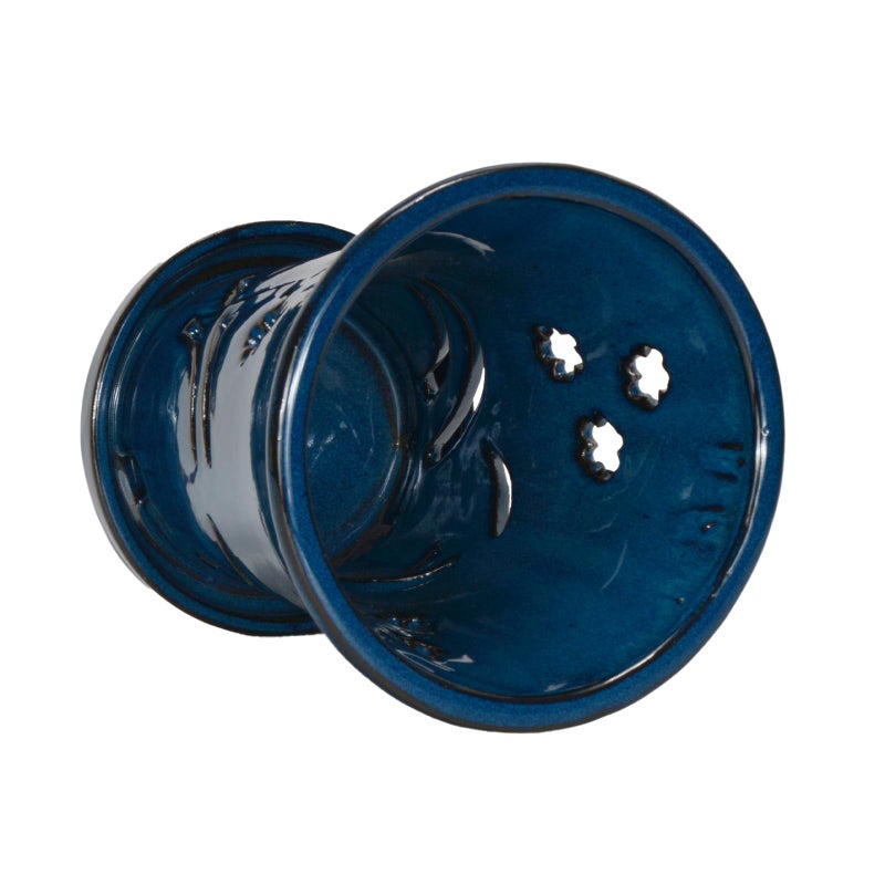 w w W&W Orchid Pot with Holes and Saucer for Repotting, 6 x 7 Inch, Blue - Image 3