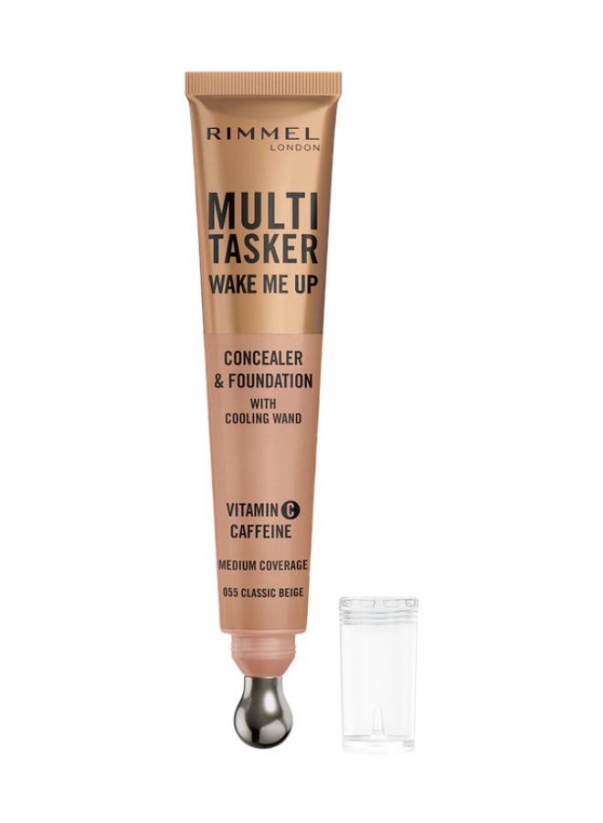 RIMMEL LONDON Multi-Tasker Wake Me Up Concealer & Foundation - 55 - Classic Beige, 20ml - Image 1