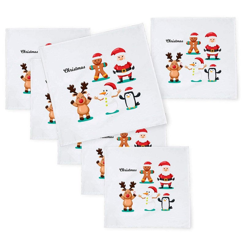 Khakee مناديل طاولة حرير تفطة بموضوع عيد الميلاد 6 قطع 10x10 لتزيين عيد الميلاد زينة عيد الميلاد هدية عيد الميلاد npxmas262P - Image 1