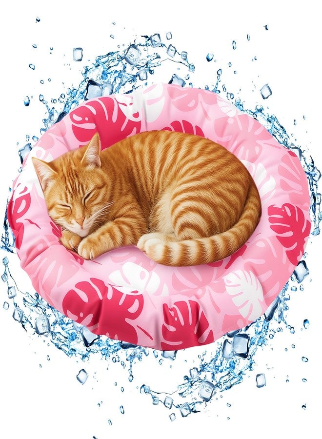Drydiet Pet Cooling Mat for Cats and Small Dogs, 20.1'' x 20.1'' Thickened Round Pink Pad Anti-Grab Internal Gel Without Water Filling, Lightweight, Washable, Playmat for Indoor/Outdoor - Image 1