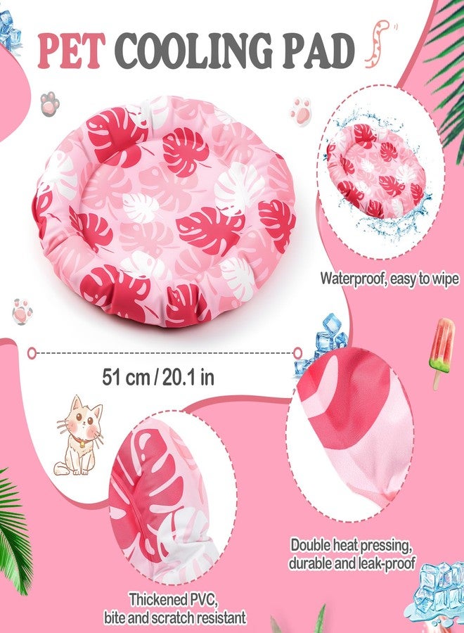 Drydiet Pet Cooling Mat for Cats and Small Dogs, 20.1'' x 20.1'' Thickened Round Pink Pad Anti-Grab Internal Gel Without Water Filling, Lightweight, Washable, Playmat for Indoor/Outdoor - Image 2