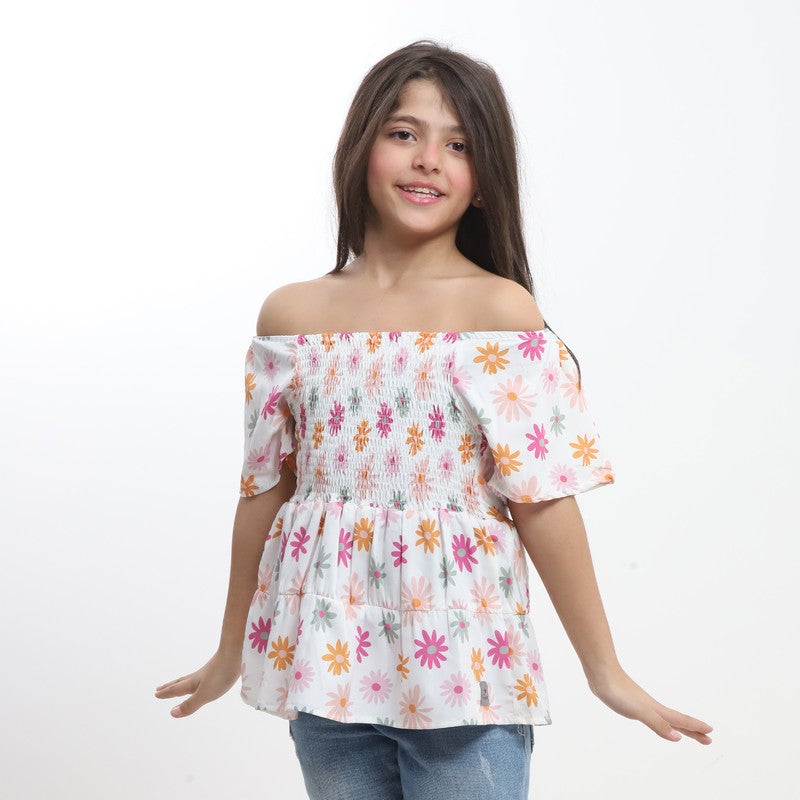 BEBO Girls' floral blouse with short sleeves_Multicolor - Image 1