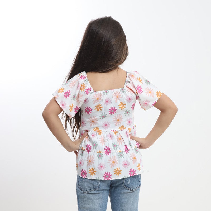 BEBO Girls' floral blouse with short sleeves_Multicolor - Image 4