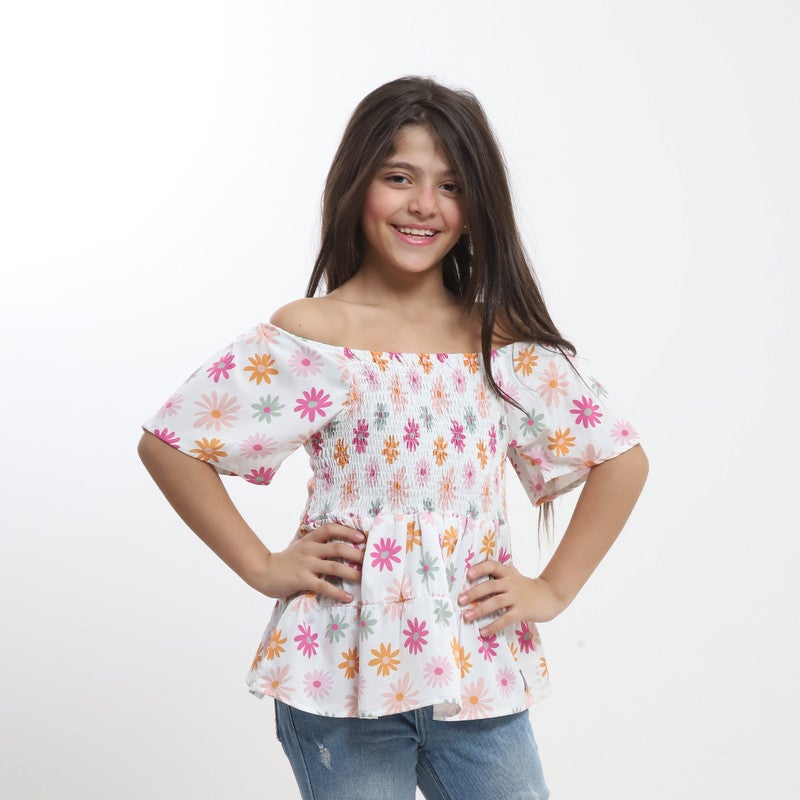BEBO Girls' floral blouse with short sleeves_Multicolor - Image 2