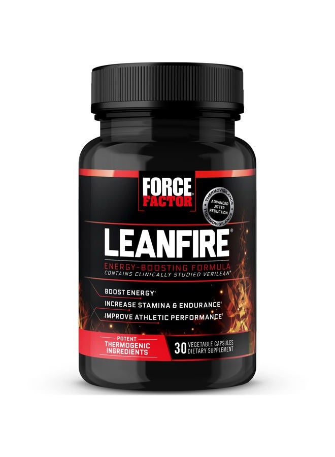 Force Factor LeanFire Pre Workout Energy Pills with Green Tea Extract and Caffeine to Increase Energy, Build Lean Muscle, Black, 30 Count (Pack of 1), Package May Vary - Image 1