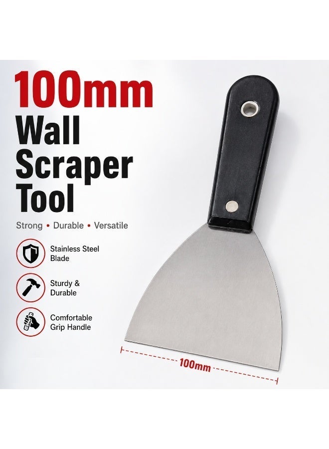 4 Inch Flexible Putty Knife Scraper, 100mm Stainless Steel Wall Scraper With Comfort Grip Handle For Paint Removal, Putty, Filler, Wallpaper & DIY Repair - Image 2