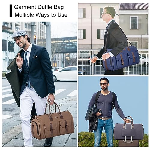 Modoker Garment Convertible Weekender Bag,Carry on Garment Bags for Travel Mens Suit Bag,Canvas Garment Duffle Bag Heavy Duty Overnight Bags for Men Women Hanging Clothes,Black - Image 3