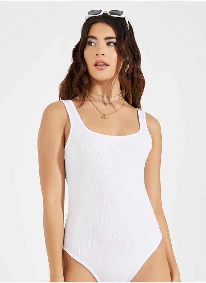 Take Two Rib Square Neck Basic Bodysuit  - Image 1