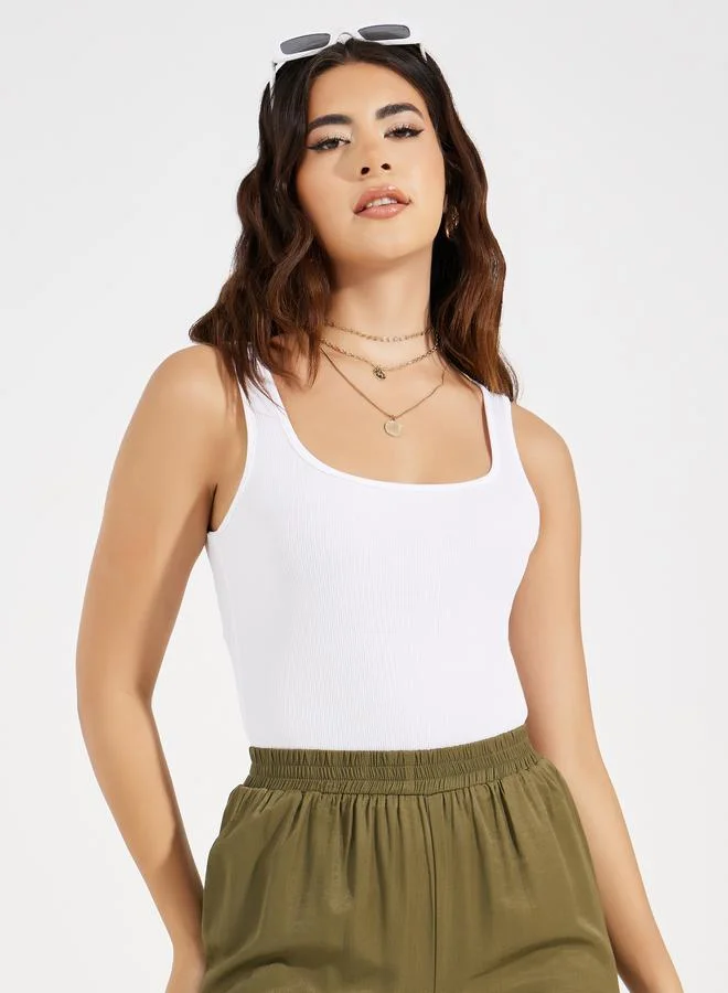 Take Two Rib Square Neck Basic Bodysuit