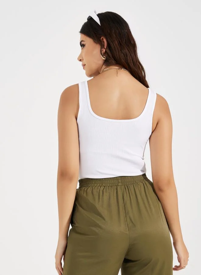 Take Two Rib Square Neck Basic Bodysuit
