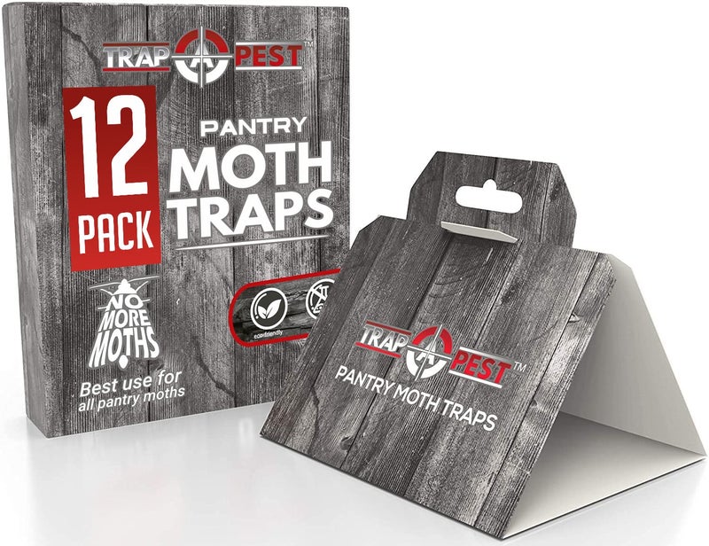 TRAP A PEST 12 عبوة مصائد عثة المؤن - آمنة وفعالة للطعام والخزائن - مصائد لاصقة مع الفيرومونات لعثة المؤن - اصطياد آفة - Image 1