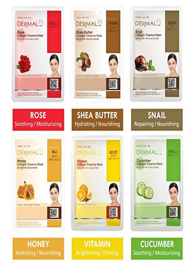 DERMAL 12 Pack Combo Best Value Set Collagen Essence Mask Sheet | Sodium Hyaluronate & Hydrolyzed Collagen Nature Made Fresh Mask | Best Korean Skin Care Mask  - Image 5