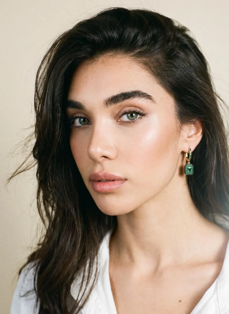 AMIE Dubai  Earrings gold w/green stones for Women | Best Price UAE