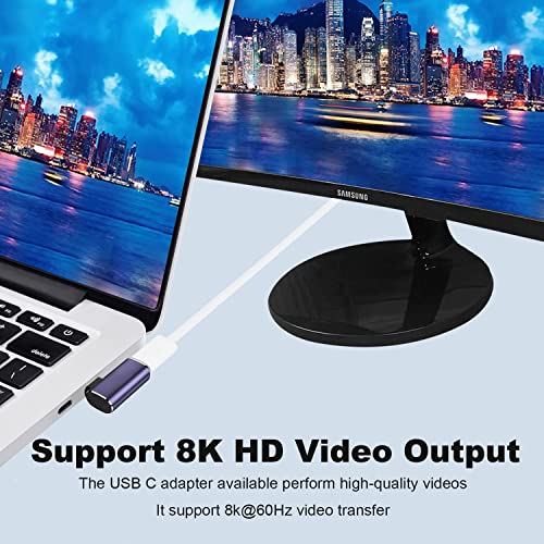 Tobo USB C 90 Degree Adapter, Right Angle Type C Male to Female Adapter Extender Support 100W Fast Charging 40Gbps Data Transfer 8K@60Hz Video(TD-944CC, Pack-of-2) - Image 2
