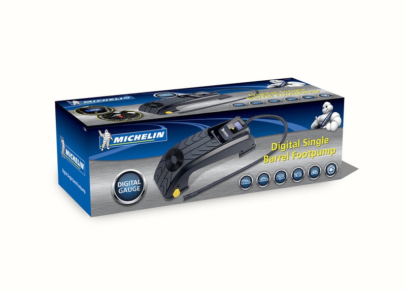 MICHELIN 12208 Digital Single Barrel Foot Pump with Rubber Feet (Black) - Image 2