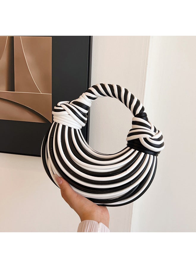 Ordinary Creative Noodles Niche Handmade Woven Bread Women's Crossbody Bag Shoulder Underarm Bag Handbag-Color:Black - Image 5