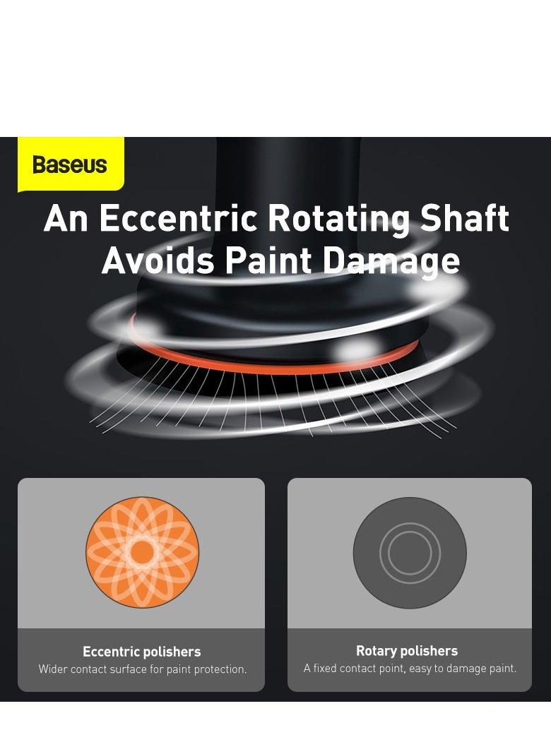 Baseus - Cordless Electric Polisher, 4000mAh Battery, Dual-Speed Polishing Machine, Type-C Fast Charging, Waxing & Buffing Kit for Cars, Home Furniture, Scratch Removal, Includes Flat Foam Pad, Waffle Polishing Pad, Wool Buffing Pad – Portable Car Detailing Tool for Auto & DIY Use - Image 1