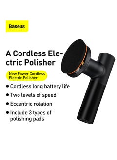 Baseus Cordless Electric Polisher, 4000mAh Battery, Dual-Speed Polishing Machine, Type-C Fast Charging, Waxing & Buffing Kit for Cars, Home Furniture, Scratch Removal, Includes Flat Foam Pad, Waffle Polishing Pad, Wool Buffing Pad – Portable Car Detailing Tool for Auto & DIY Use  - Image 2