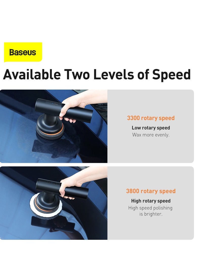 Baseus - Cordless Electric Polisher, 4000mAh Battery, Dual-Speed Polishing Machine, Type-C Fast Charging, Waxing & Buffing Kit for Cars, Home Furniture, Scratch Removal, Includes Flat Foam Pad, Waffle Polishing Pad, Wool Buffing Pad – Portable Car Detailing Tool for Auto & DIY Use - Image 1