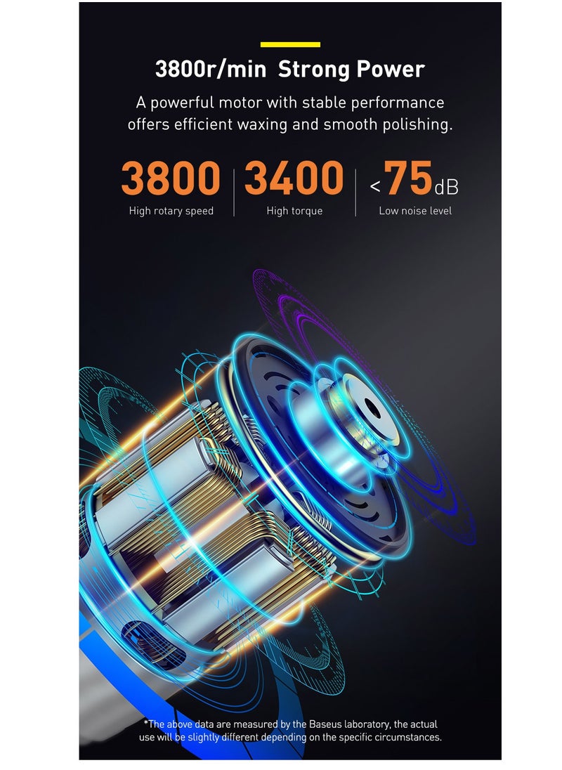 Baseus - Cordless Electric Polisher, 4000mAh Battery, Dual-Speed Polishing Machine, Type-C Fast Charging, Waxing & Buffing Kit for Cars, Home Furniture, Scratch Removal, Includes Flat Foam Pad, Waffle Polishing Pad, Wool Buffing Pad – Portable Car Detailing Tool for Auto & DIY Use - Image 1