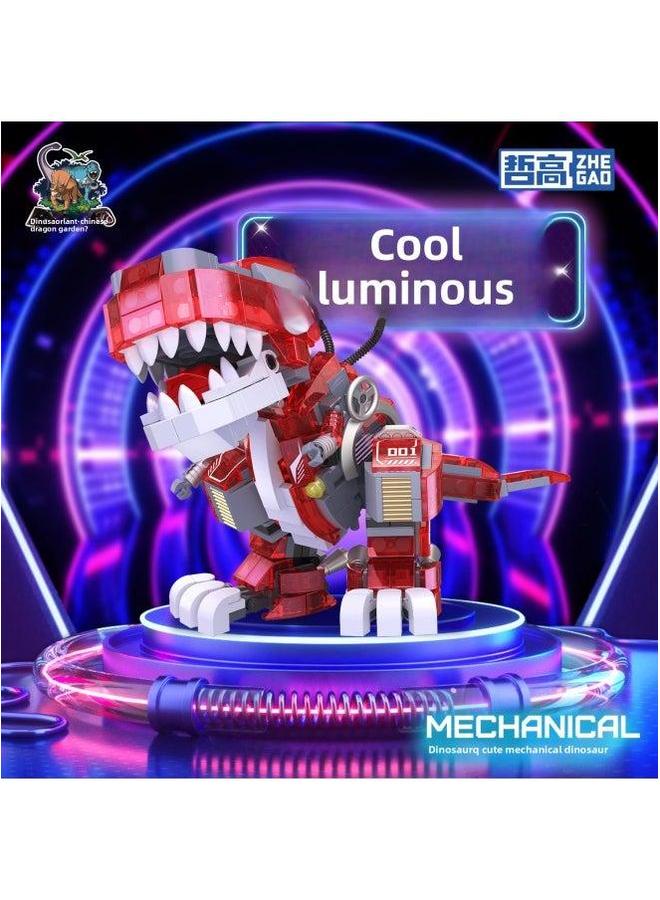 Zhegao DZ4101 Luminous Mechanical Dinosaur Tyrannosaurus Rex Turtle Children's Educational Assembled Building Blocks Toy Ornaments Gift-Color:Zhegao 662022 -1 Red Lotus Magic Dragon  - Image 3