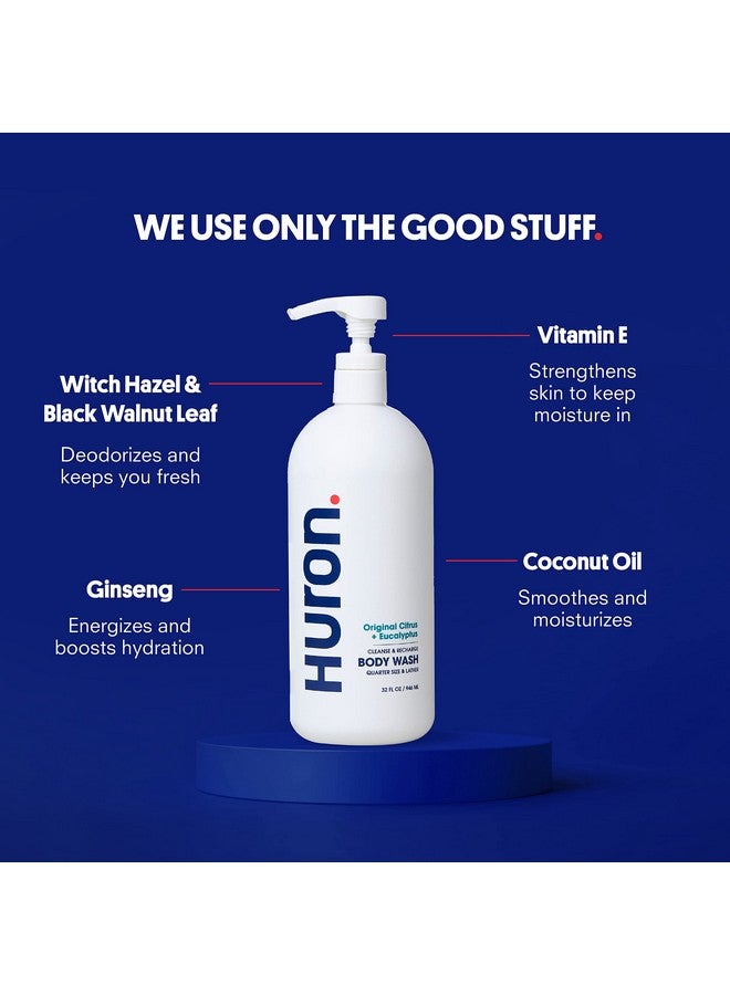 Huron Men'S Moisturizing Body Wash - Crisp Citrus, Eucalyptus, Mint, Aromatic Greens - 32 Fl Oz - Image 3
