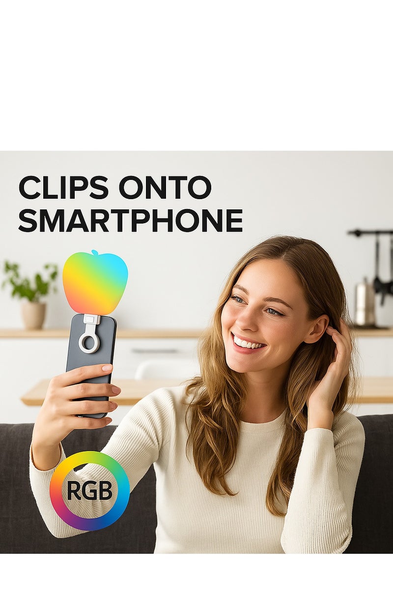 SelfieLight Clip-on Rechargeable LED Fill with 3 Light Modes & RGB Adjustable Brightness, Portable Circle Light for iPhone, Laptop, Makeup, Video Conferencing, TikTok & Live Stream - Image 4