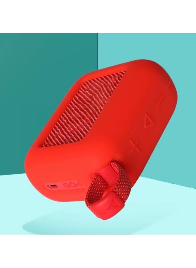 For JBL Go 4 Waterproof Bluetooth Speaker Silicone Cover Case, Portable Silicone Travel Case with Carabiner, Protective Skin Case（Blue）  - Image 5