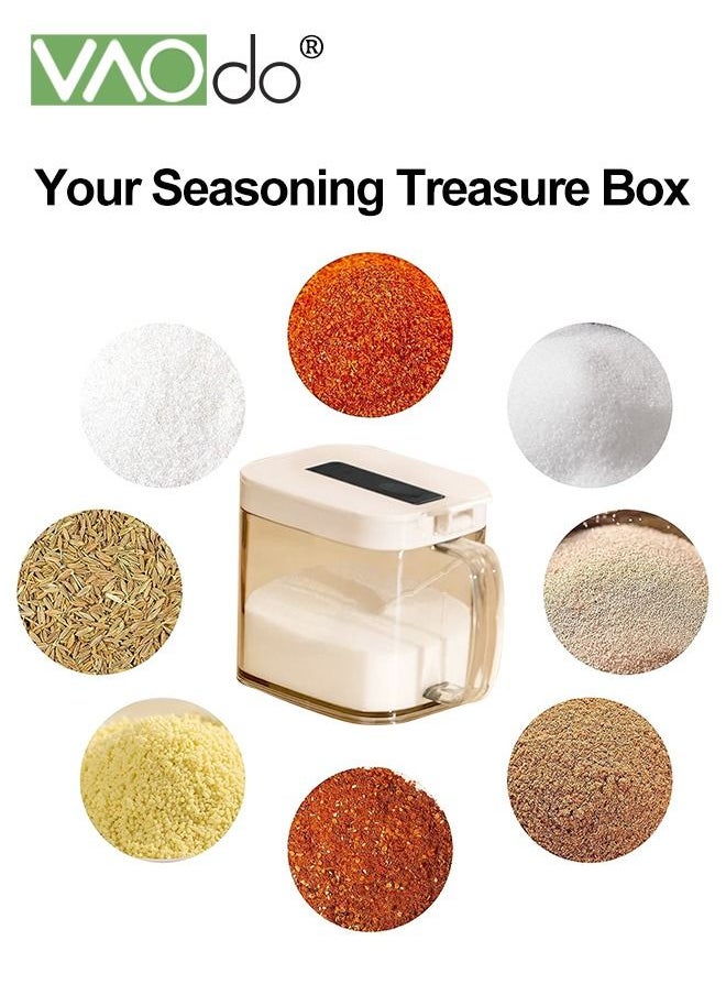 Kitchen Spice Pots 4 Pieces Clear Seasoning Box, Storage Container Condiment Jars Acrylic Seasoning Box with Cover and Spoon  3 Grids Clear Seasoning Box with Handle and Spoon Hanging Storage Hanging
