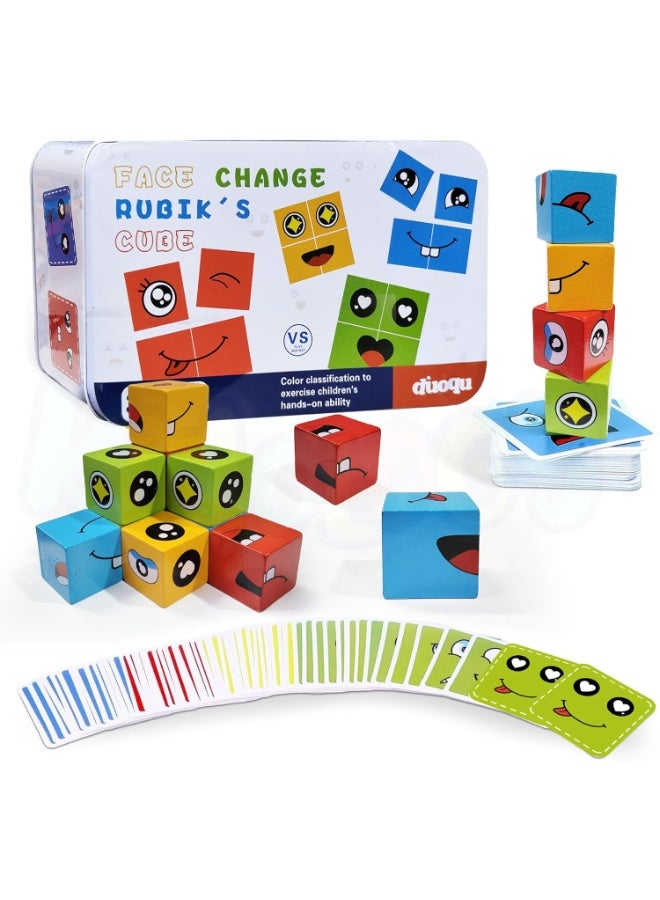 Face Expression Cube Game for Kids Ages 3+, Educational Emotion Changing Cubes, Cute Expression Puzzles, and a Fun Gift for Boys and Girls | 16 Cubes and 72 Design Cards - Image 1