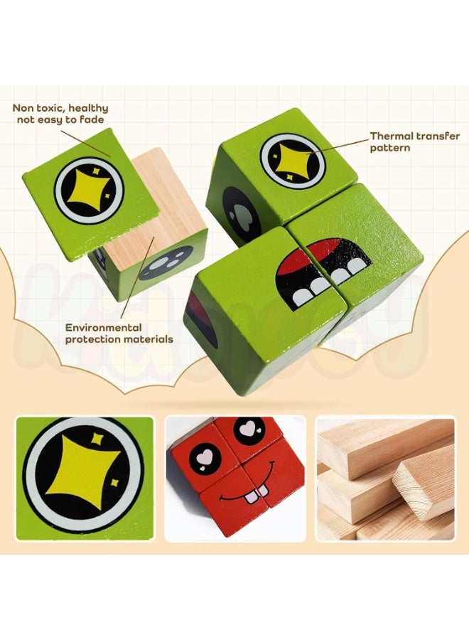 Face Expression Cube Game for Kids Ages 3+, Educational Emotion Changing Cubes, Cute Expression Puzzles, and a Fun Gift for Boys and Girls | 16 Cubes and 72 Design Cards - Image 4