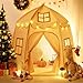 besrey Kids Play Tent Large Kids Playhouse with 1 Door 3 Windows Childrens Fort with Star Lights Indoor Outdoor Playhouse Hexagonal Toddler Tent 61 x315 x 51 White - Image 2