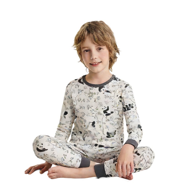 Cotton Thermal Underwear Set for Kids Boys Autumn Winter Long Sleeve Top and Bottom - Image 1