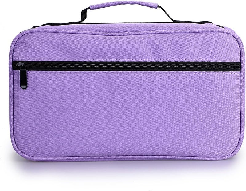 BTSKY 60 Slots Art Marker Carrying Case - Purple Canvas Zippered Storage for Markers and Lipsticks - Image 3