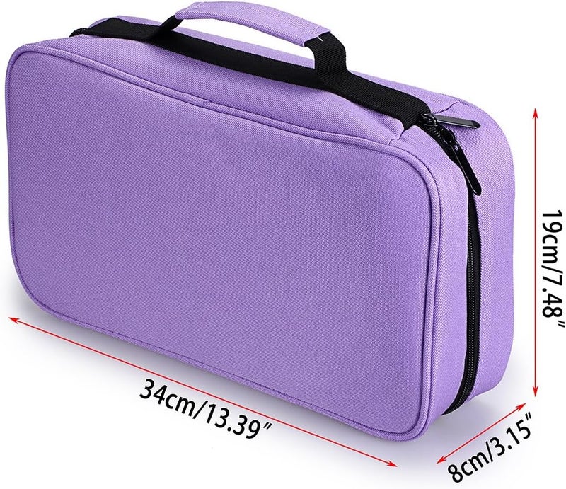 BTSKY 60 Slots Art Marker Carrying Case - Purple Canvas Zippered Storage for Markers and Lipsticks - Image 2