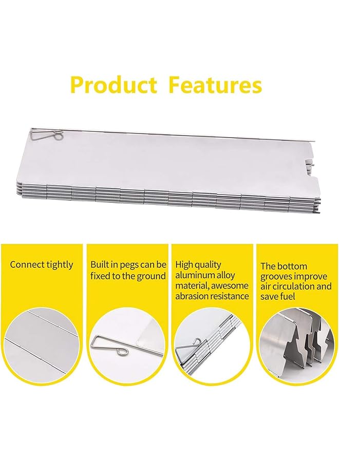 KASTWAVE Camp Stove Windshield 10 Plates Stove Windscreen Folding Aluminum Camping Burner Windshield Lightweight Compact Camping Stove Windscreen with Drawstring Bag for Camping Stoves and Butane Stoves - Image 3