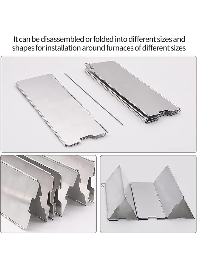 KASTWAVE Camp Stove Windshield 10 Plates Stove Windscreen Folding Aluminum Camping Burner Windshield Lightweight Compact Camping Stove Windscreen with Drawstring Bag for Camping Stoves and Butane Stoves - Image 4