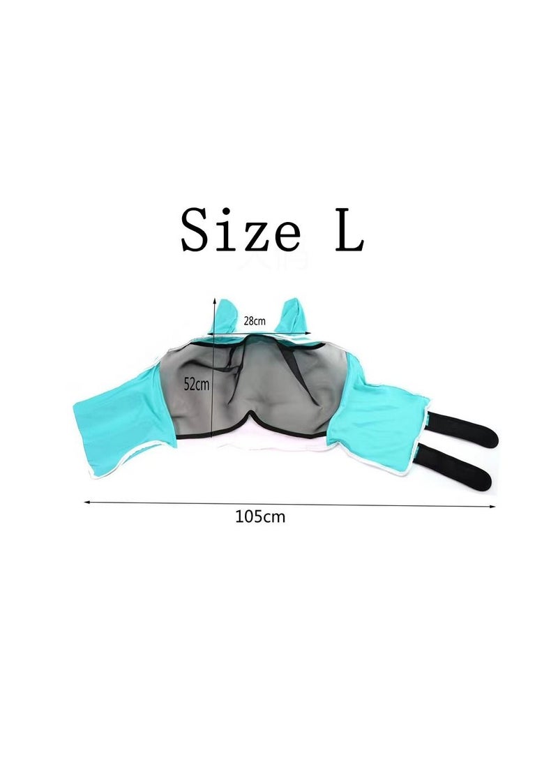 Generic - 1-Piece Mesh Breathable Fly and Mosquito Prevention Horse Mask,Elastic UV Protection Mask,Size L,Colour Blue - Image 1